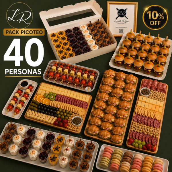 PACK CÓCTEL 40 PERSONAS DULCE Y SALADO (7 bocaditos + 2 tablas gogantes) Detalles en la descripción