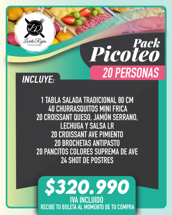 PACK PICOTEO 20 PERSONAS DULCE Y SALADO