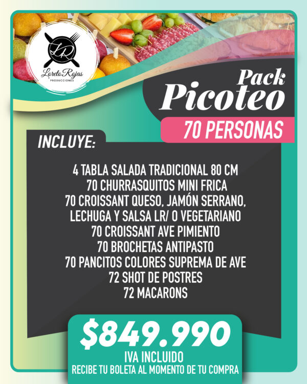 PACK PICOTEO 70 PERSONAS (Detalles en descripción)