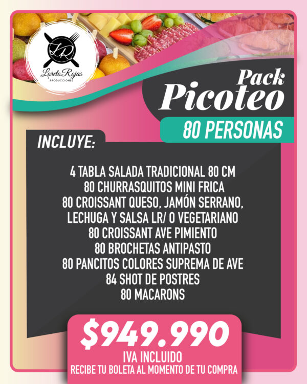 PACK PICOTEO 80 PERSONAS (Detalles en descripción)