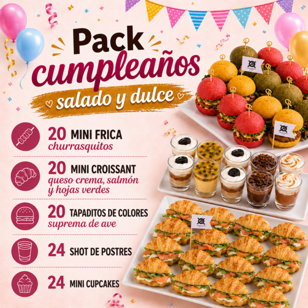 Pack cumpleaños salado y dulce (listo para servir)