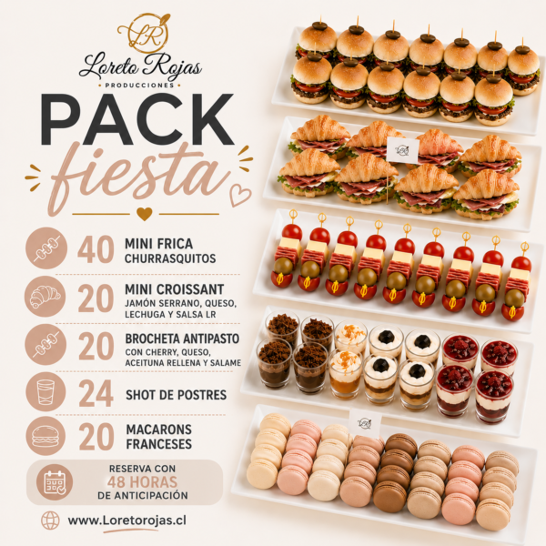 PACK FIESTA DE COCTEL SALADO Y DULCE PREMIUM (LISTO PARA SERVIR)
