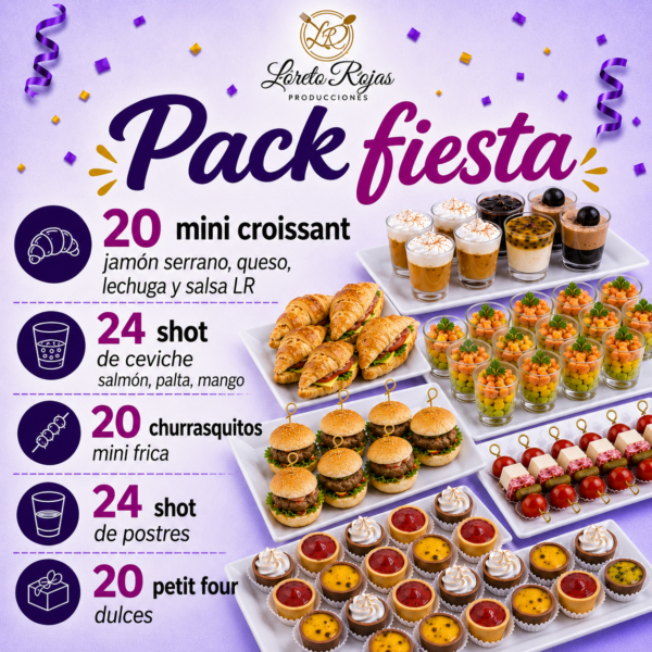 INCREÍBLE PACK FIESTA DE COCTEL SALADO Y DULCE PREMIUM (LISTO PARA SERVIR)